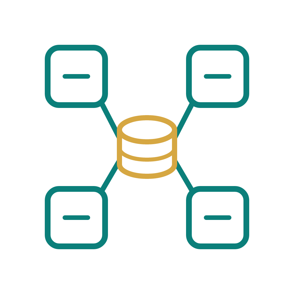 Connected Oracle Cloud modules sharing data through a central database