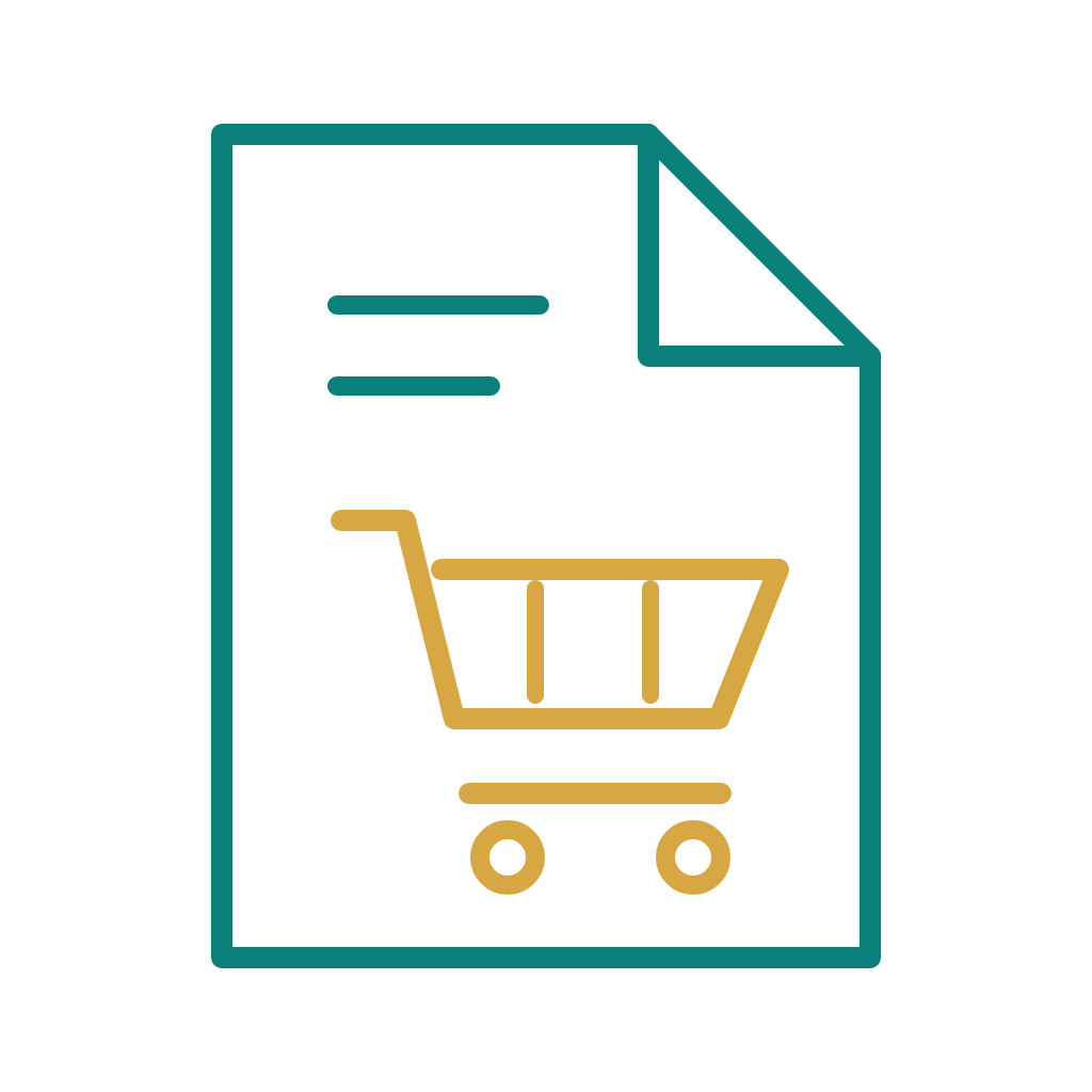 Purchase order document with shopping cart